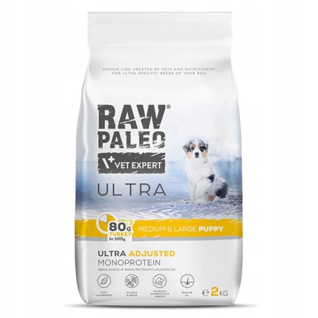 Levně Raw Paleo Ultra Medium Large Puppy Krůta 2 kg Suché Krmivo pro štěňata