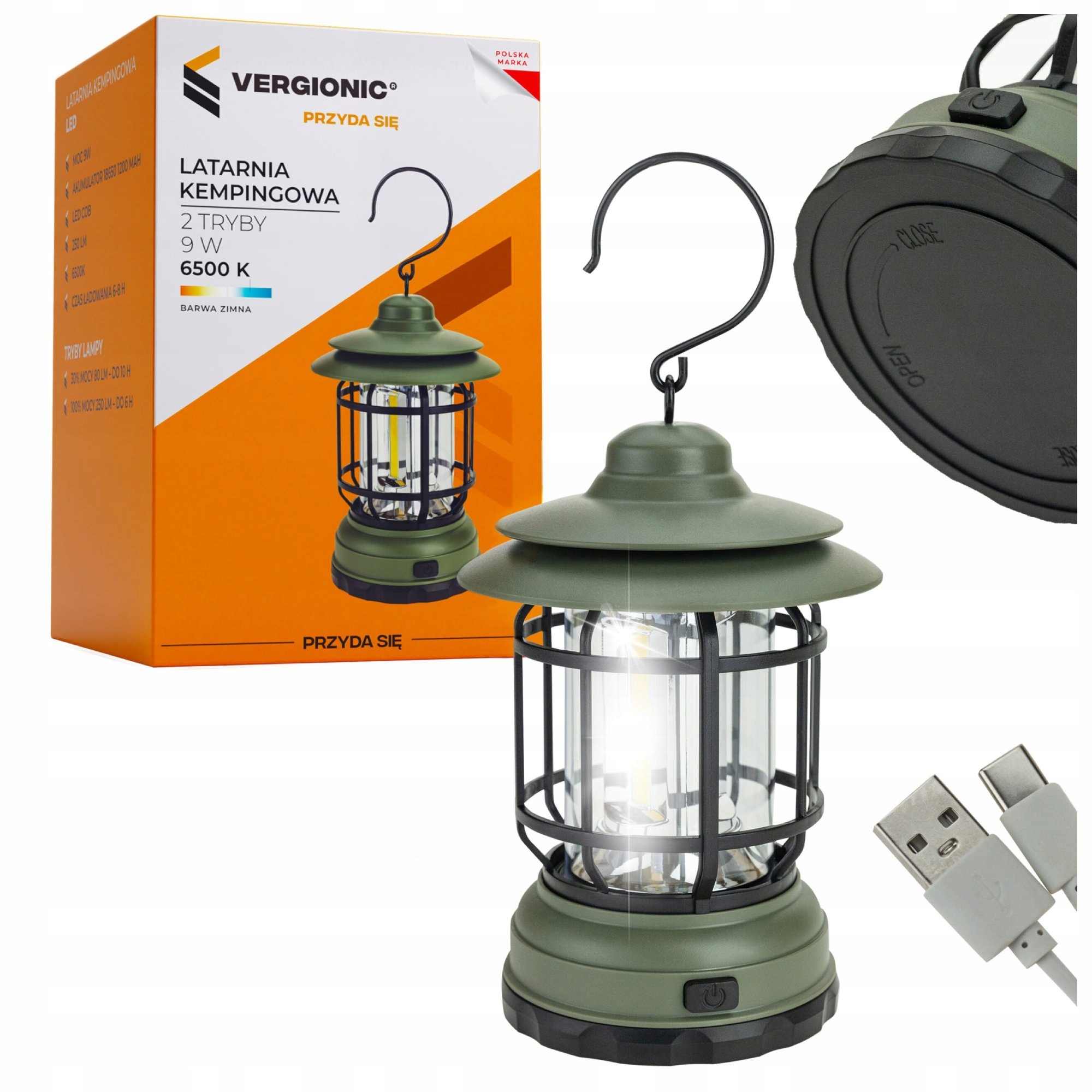 

Lampa Latarnia Kempingowa Led Cob Turystyczna Usb
