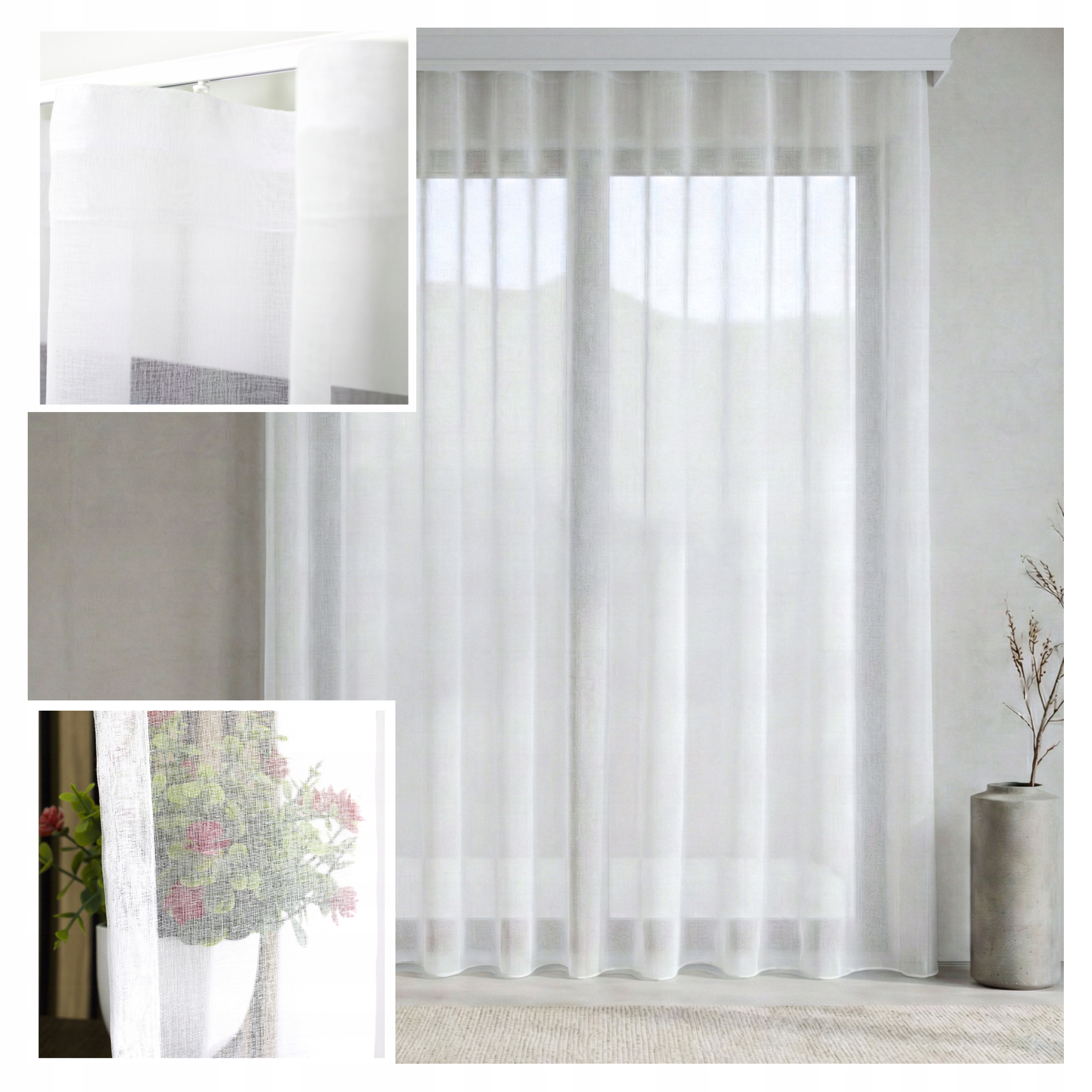 Záclona Etamina Iza 450x270 Minimalistický Wave Hladký S Olovem Hotový