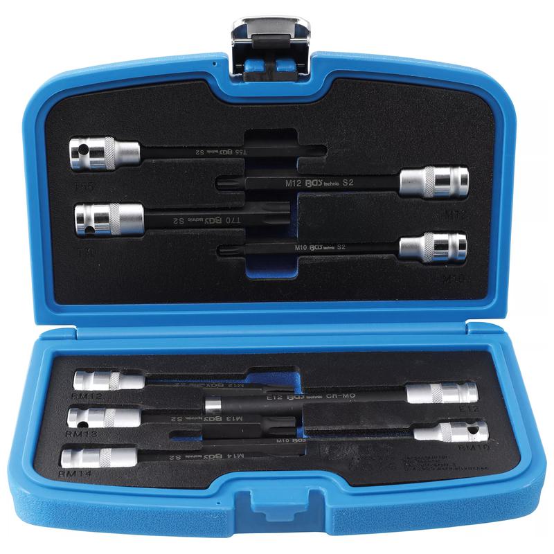 Sada 9 nástavců s bitem pro šrouby hlavy motoru, pohon 12,5 mm (1/2"), Bgs