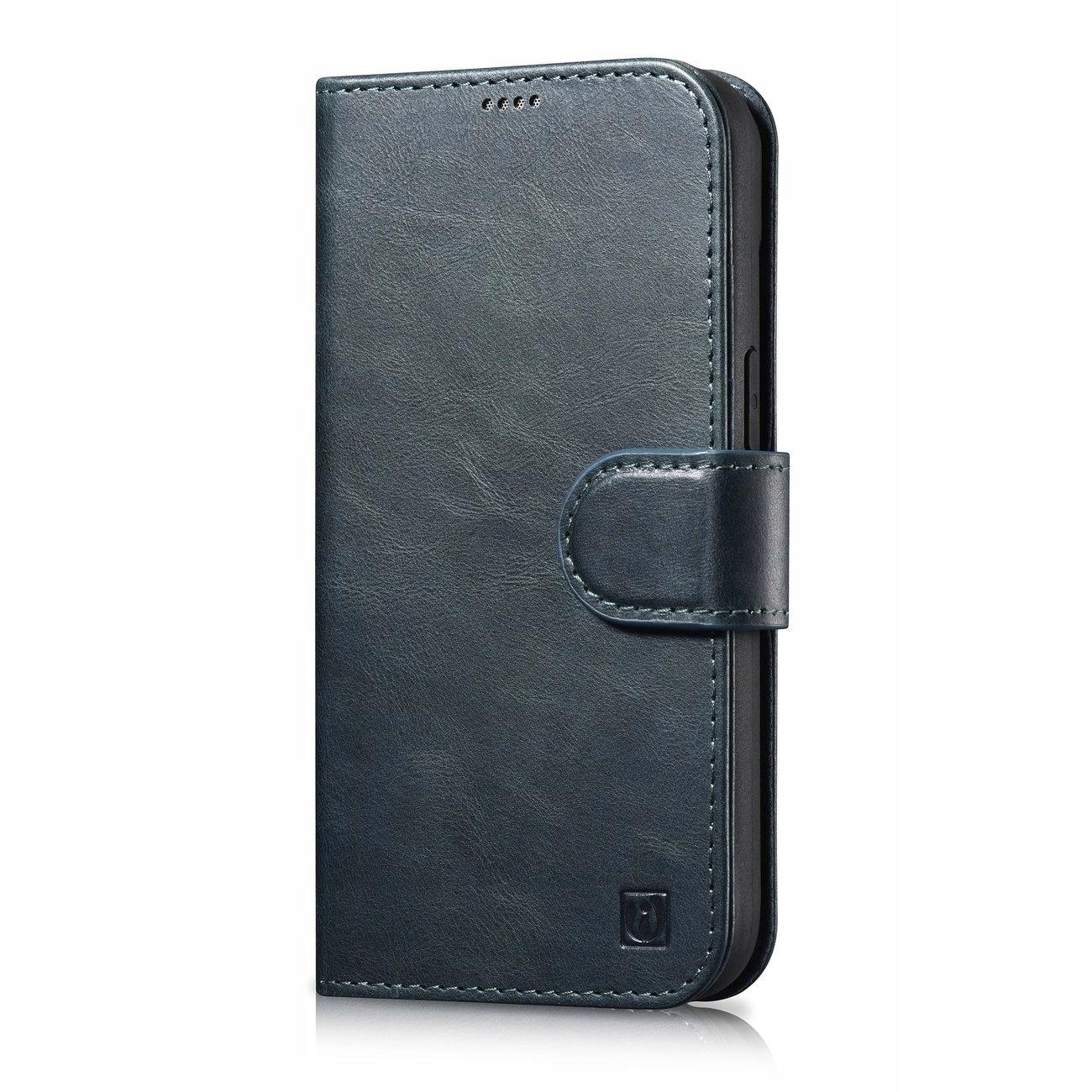 iCarer Oil Wax Wallet 2in1 etui iPhone 14 Plus Anti-RFID niebieski