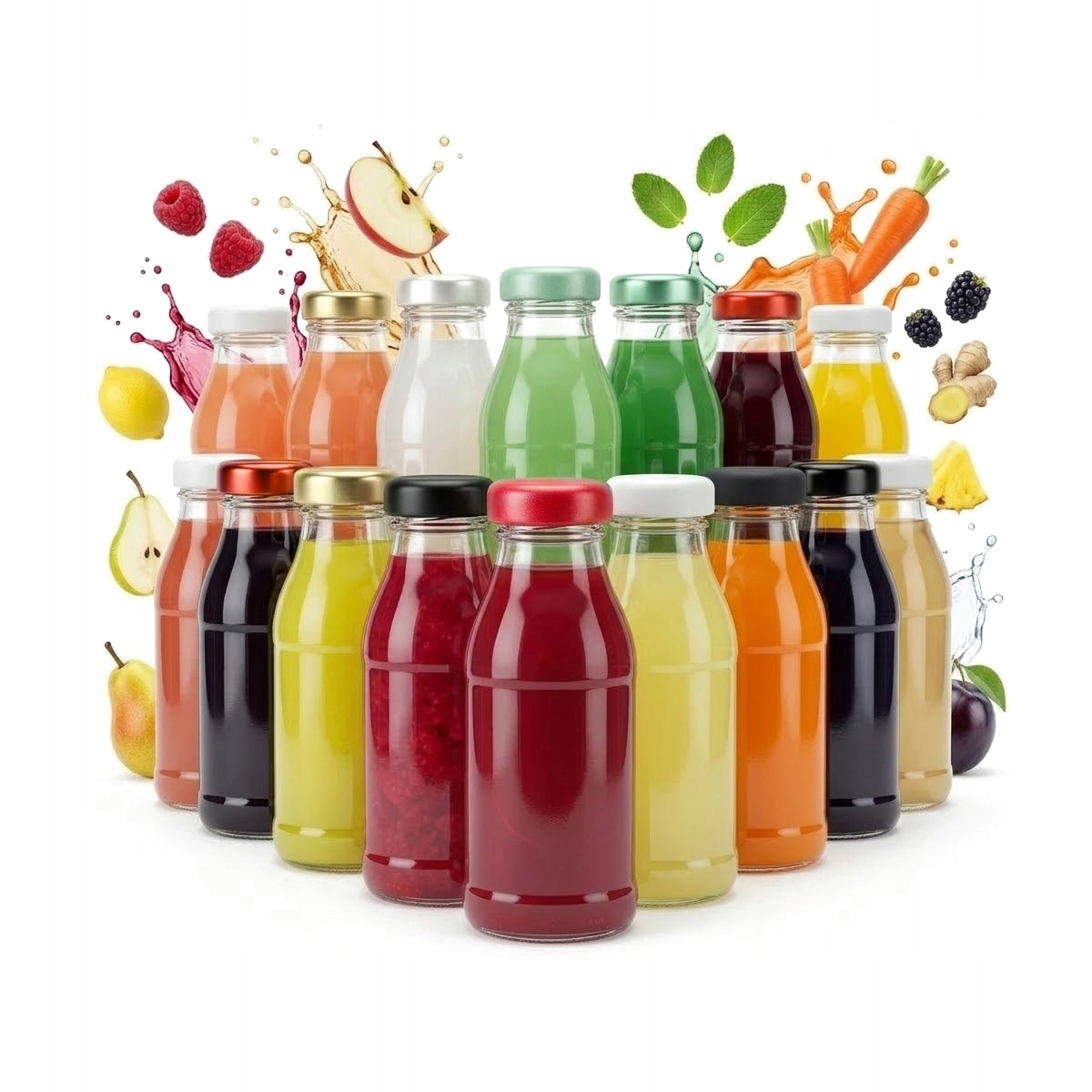 50 x Skleněné lahve na džus Med Juice 125 ml Láhev na džus se šroubovacím uzávěrem