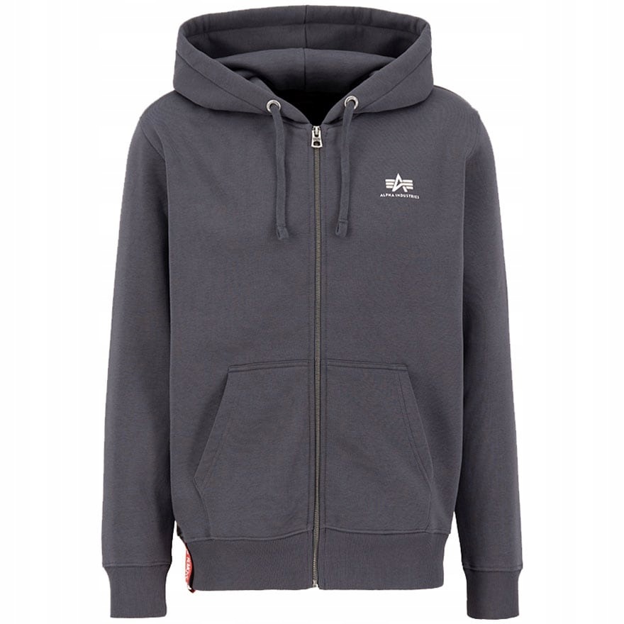 Mikina s kapucí Alpha Industries Basic Zip Hoody Small Logo Grey XL