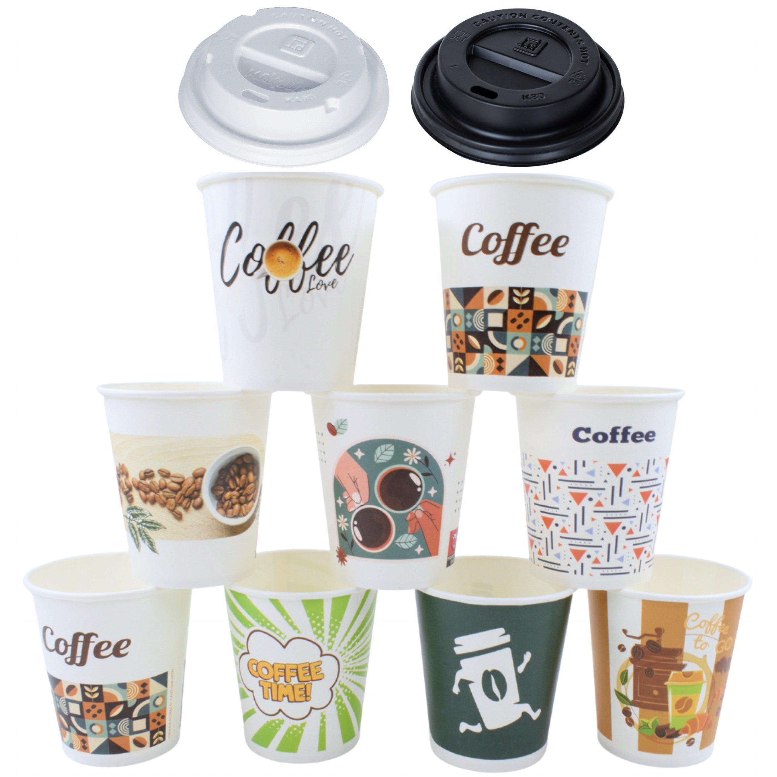 

Kubki Papierowe Coffee MIX 250ML Wieczka 100 Szt