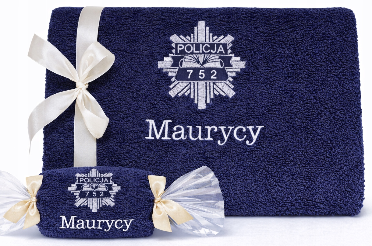 Dla Policjanta Ręcznik Haftowany z Imieniem Z Numerem Odznaki