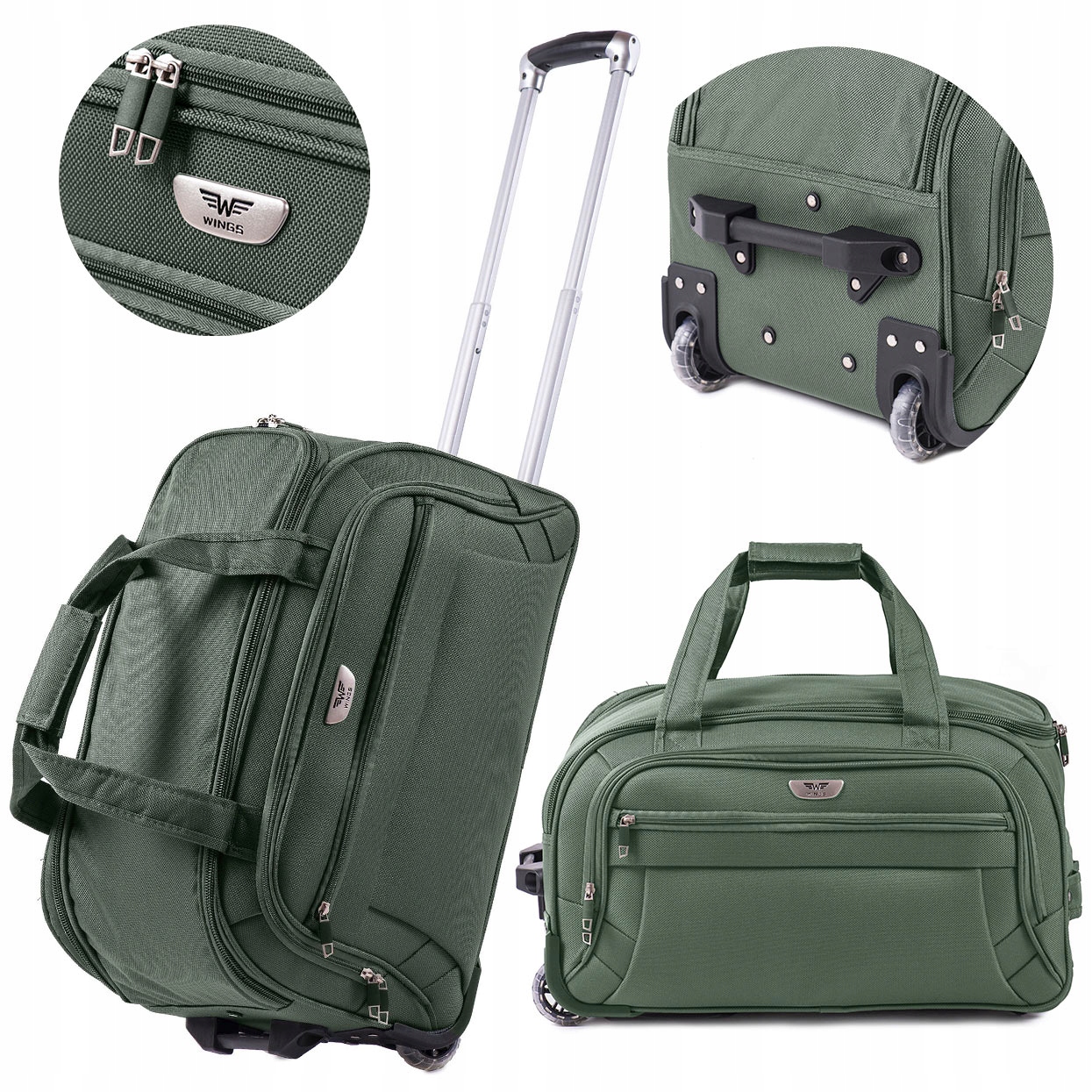 

Mała Torba Podróżna 50L Na Kołach Z Rączką Zieleń