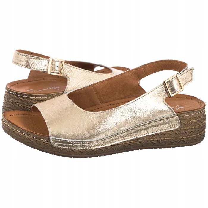 Dámské letní boty Sandály Koturny Maciejka Zlaté L7069-25/00-1