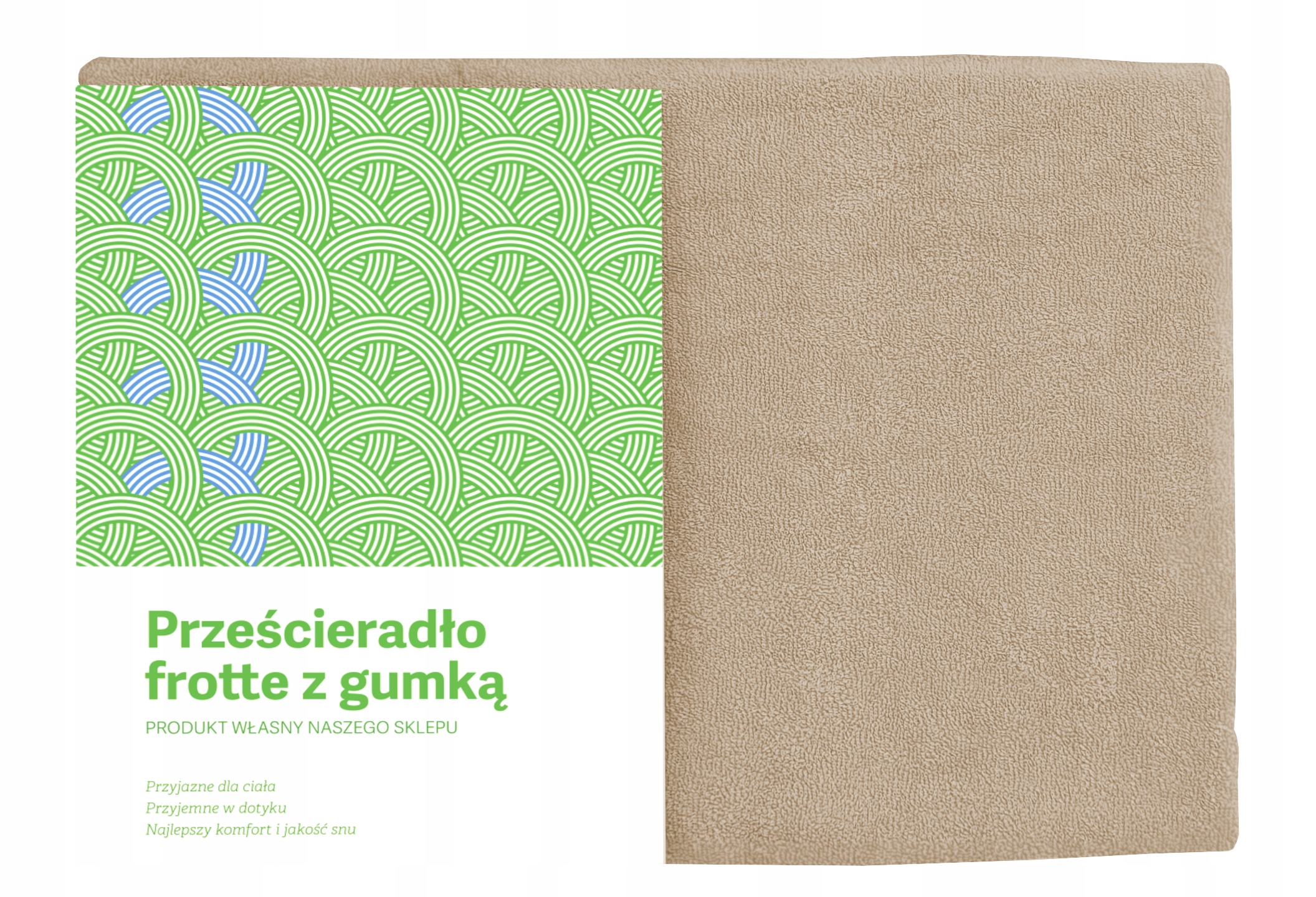 Prześcieradło ciemno beżowe taupe 220x200 bawełniane grube frotte z gumką