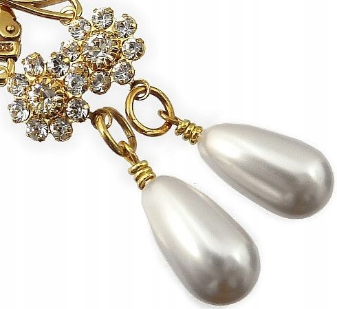 Náušnice Perly Crystal Pearl Zlaté Stříbro Svatba