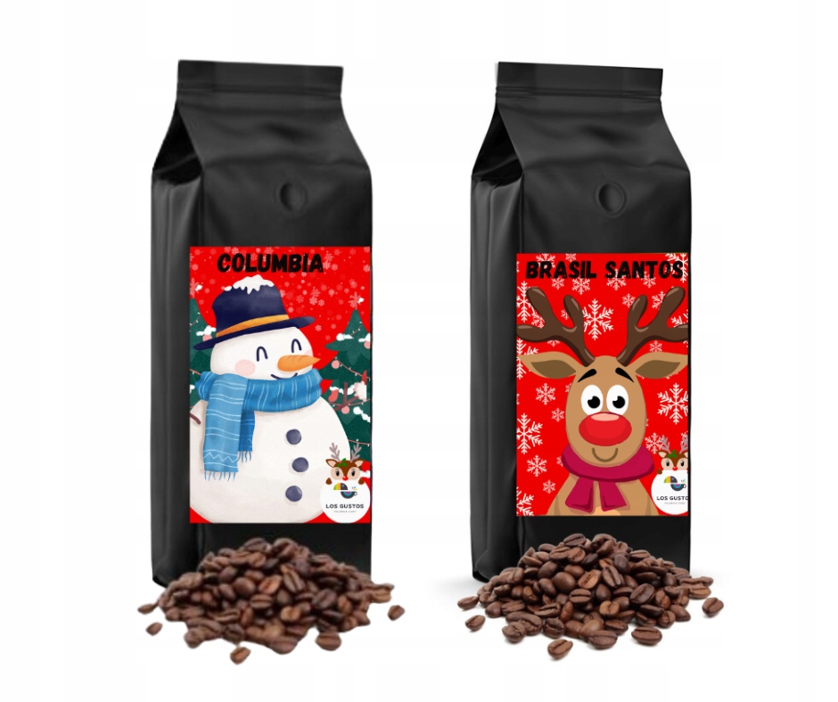 Levně Káva zrnková Brasil Santos 1 kg Columbia Supremo 1 kg Vánoční