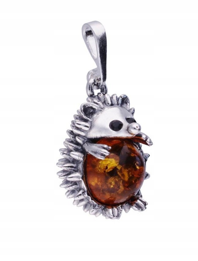 Stříbrný Přívěsek Ježek S Jantarovou Kuličkou Ježek