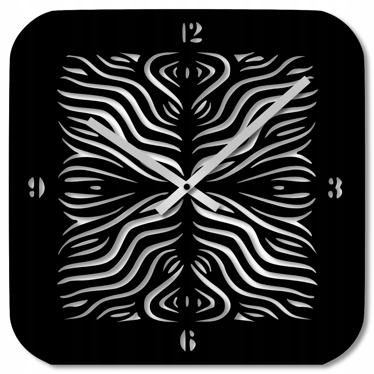 Nástěnné Hodiny 60 cm Dřevěné Nástěnné Hodiny Velké Černé Geometrické 3D