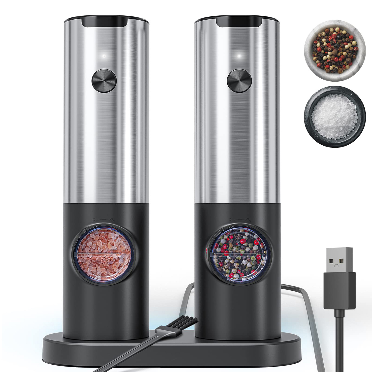 Mlýnek Na Sůl A Pepř S Automatickým Mletím A Průhlednou Nádobou