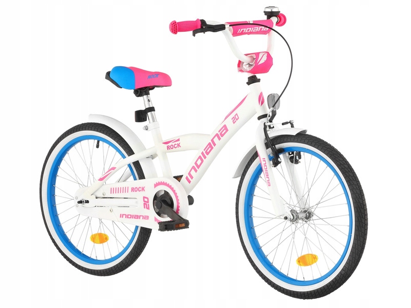Rower dziecięcy Indiana Rock Girl 20 cali dla dziewczynki Biało-różowy