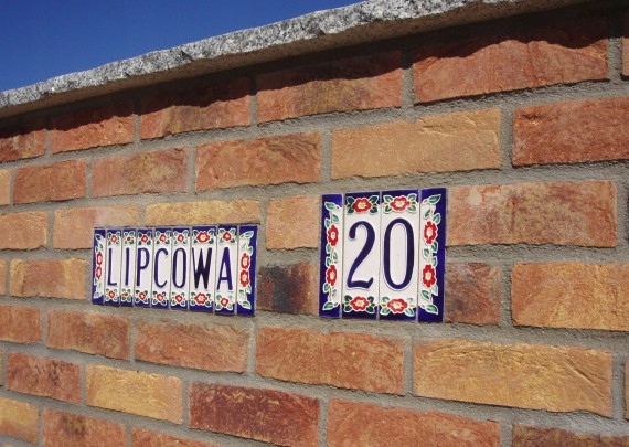 Ceramiczny numer na dom. Tabliczka, azulejo 13cm