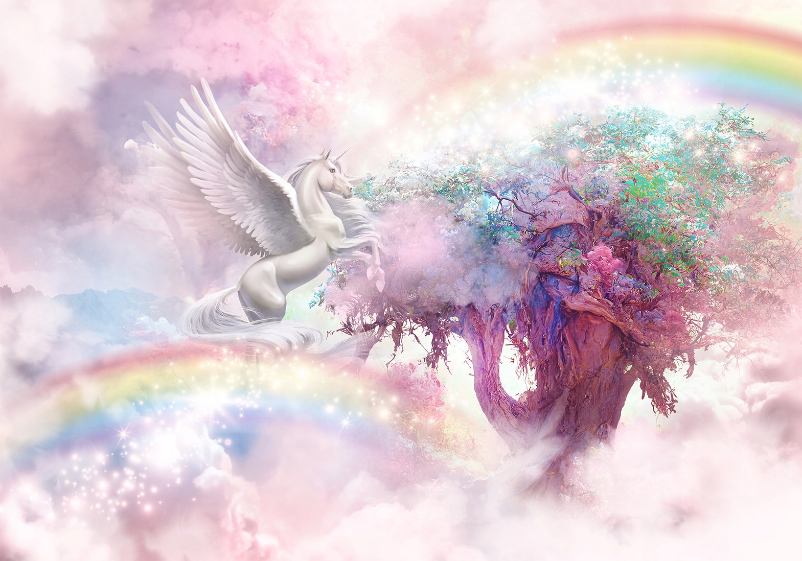 FOTOTAPETA PREMIUM JEDNOROŻEC TĘCZA DLA DZIEWCZYNKI DO SYPIALNI 3D 400x280