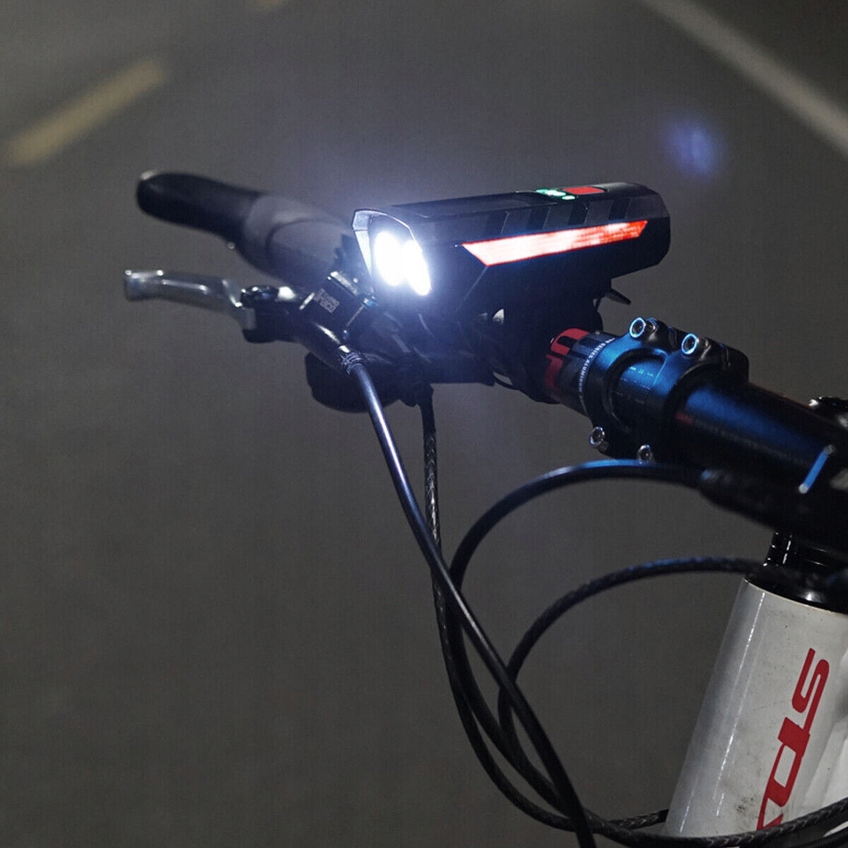 ZESTAW OŚWIETLENIA ROWEROWEGO LED, ŁADOWANIE SŁONECZNE, WODOODPORNA, 120DB Kolor dominujący czarny
