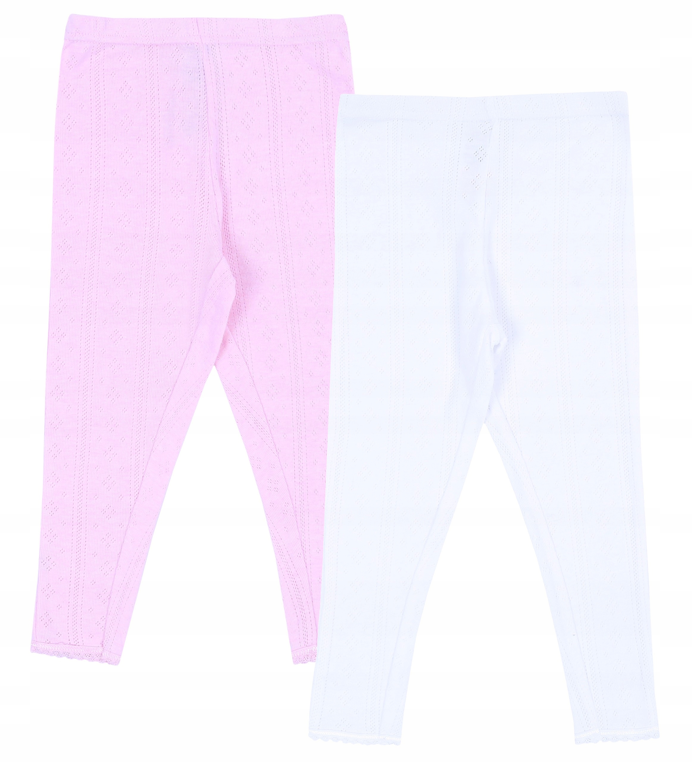 

2x Ażurowe getry/legginsy różowe i białe 98cm