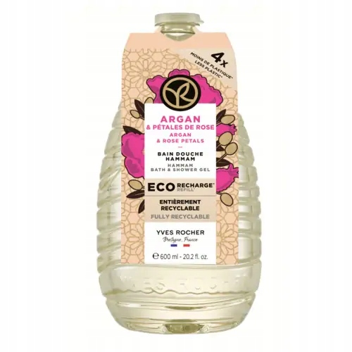 Yves Rocher Żel pod prysznic Argan & Płatki róź uzupełniacz 600 ml
