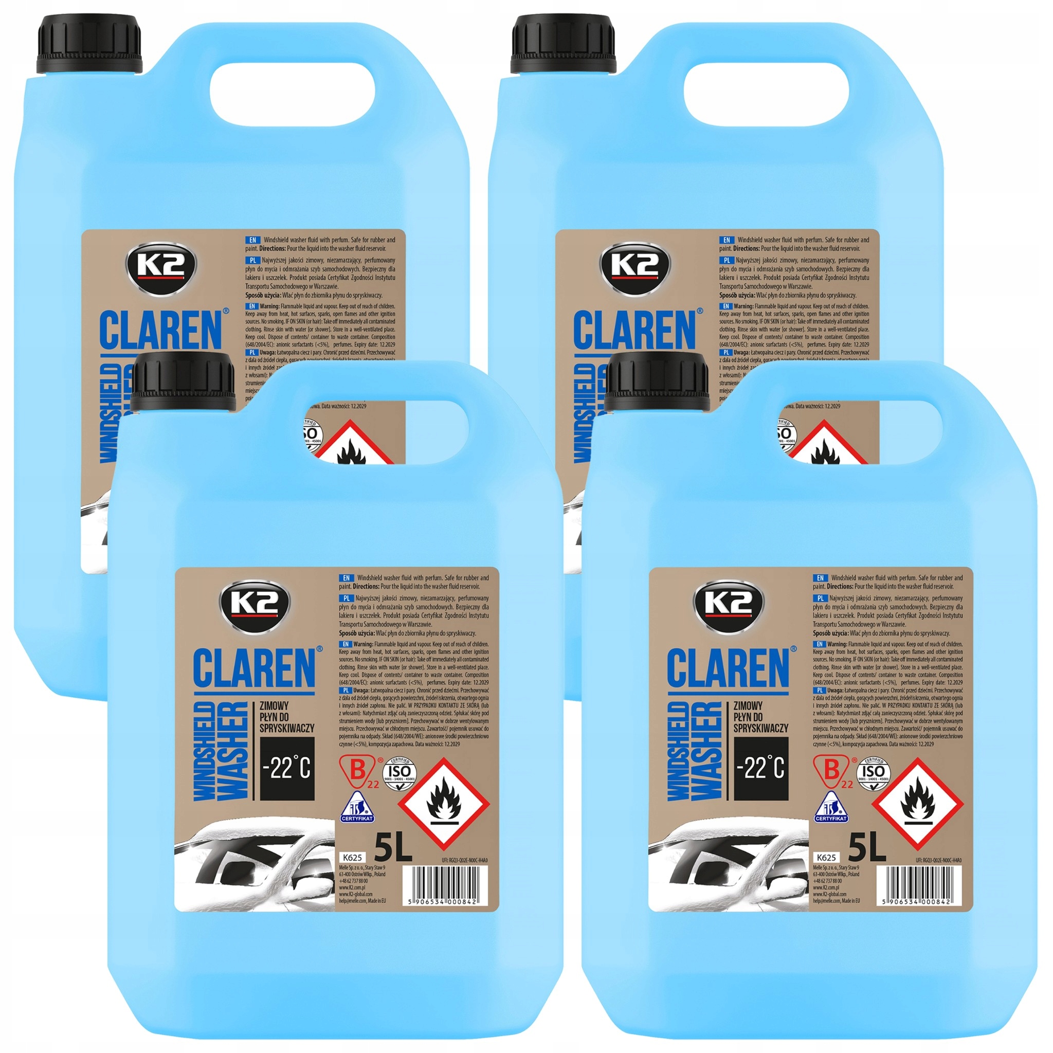 K2 Claren Zimowy Płyn Do Spryskiwaczy 4x 5L 20L