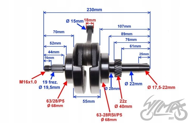 WAŁ KORBOWY ATV200 Bashan Producent inny