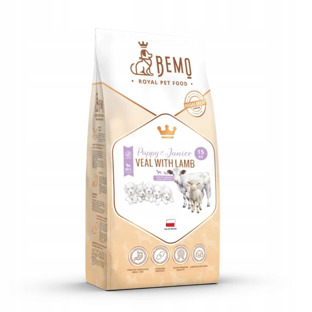 Bemo Puppy & Junior krmivo pro štěňata s telecím a jehněčím masem 15 kg