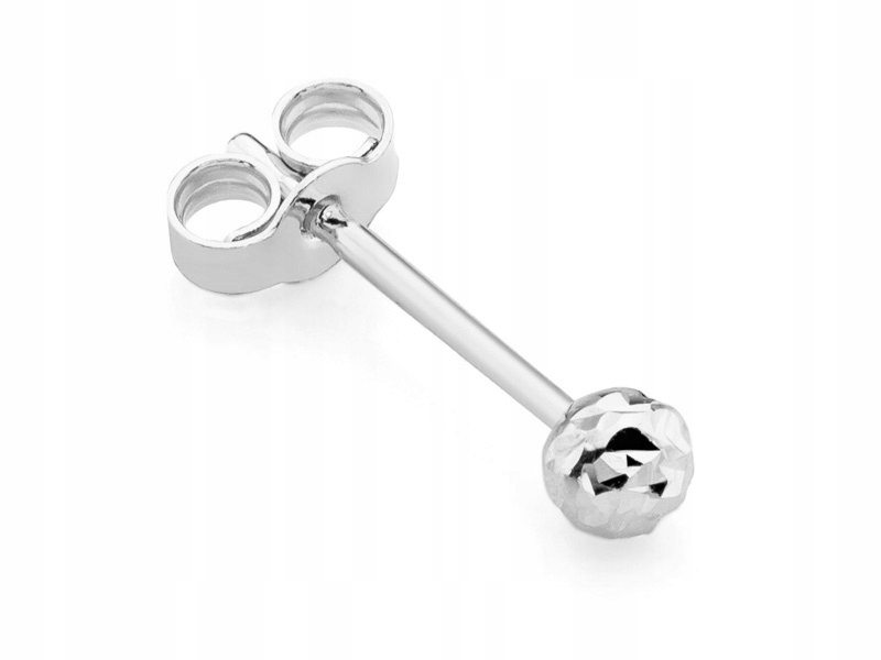 Bílo Zlatý Náušník Diamantový pr. 585 Kulička 3mm Na tyč 14k