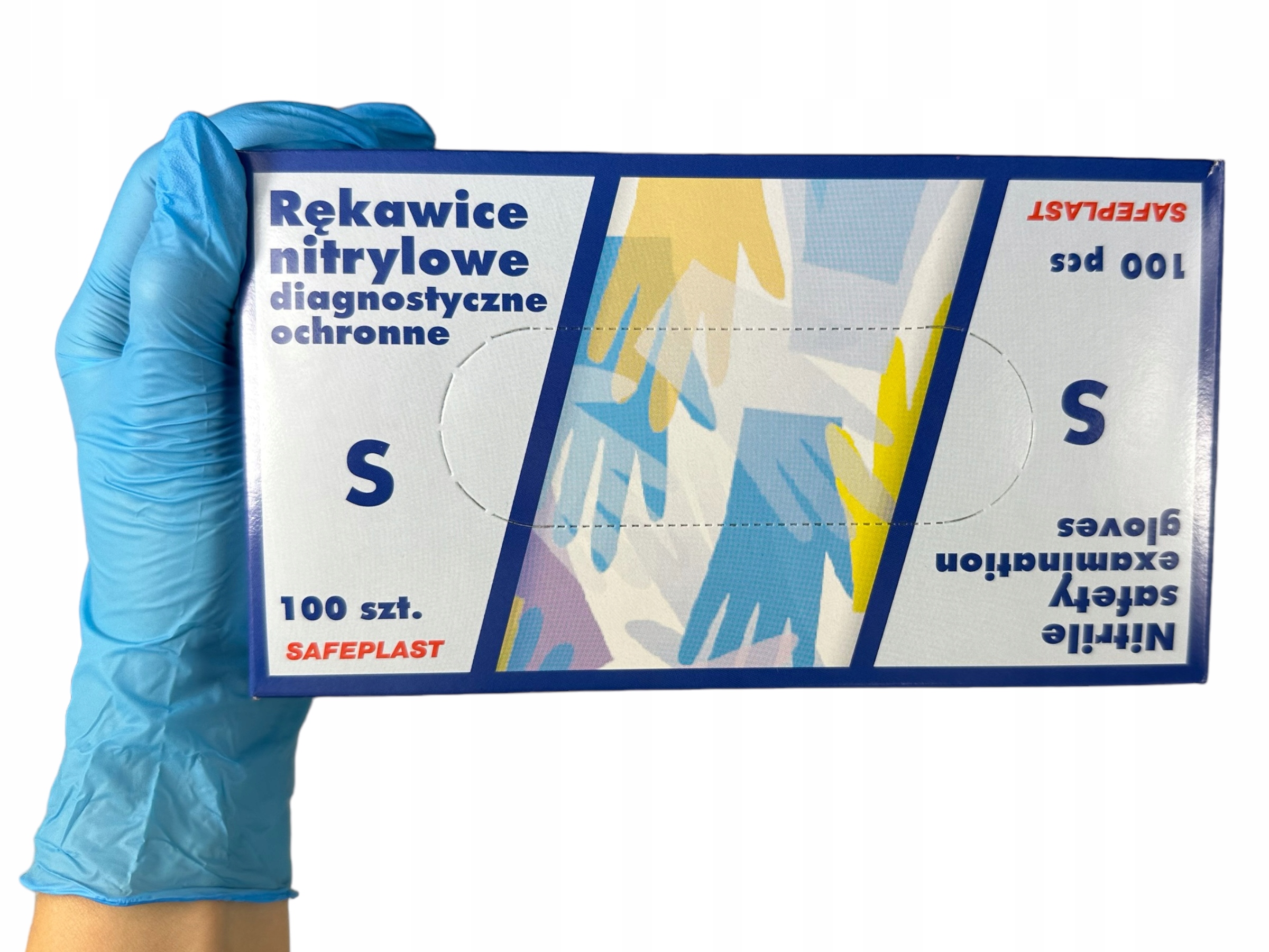 Rękawiczki NIEBIESKIE nitrylowe rozmiar S 100 SZTUK na cele medyczne PLAST