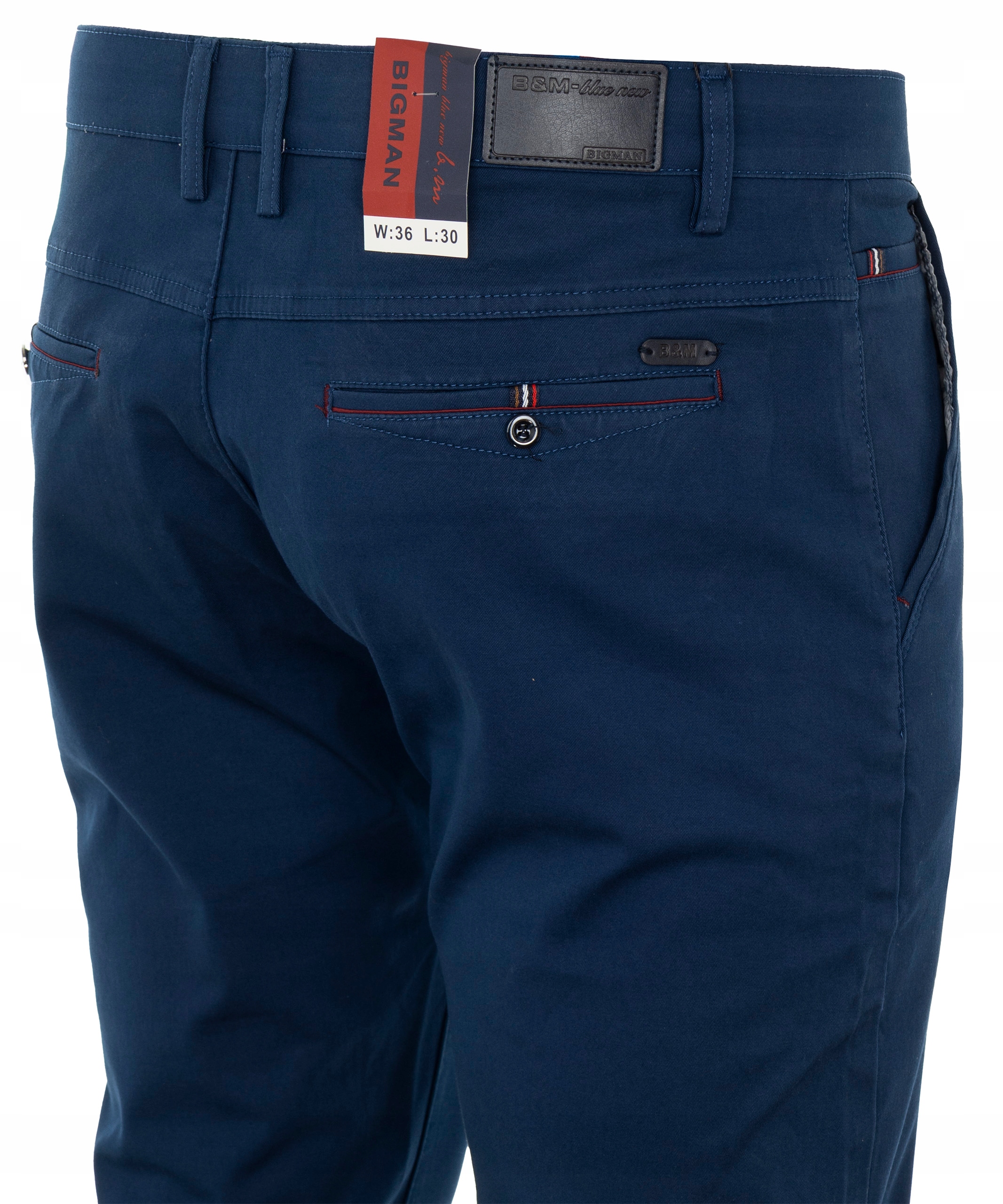 Spodnie Materiałowe Męskie Bawełniane Niebieskie Gładkie W33