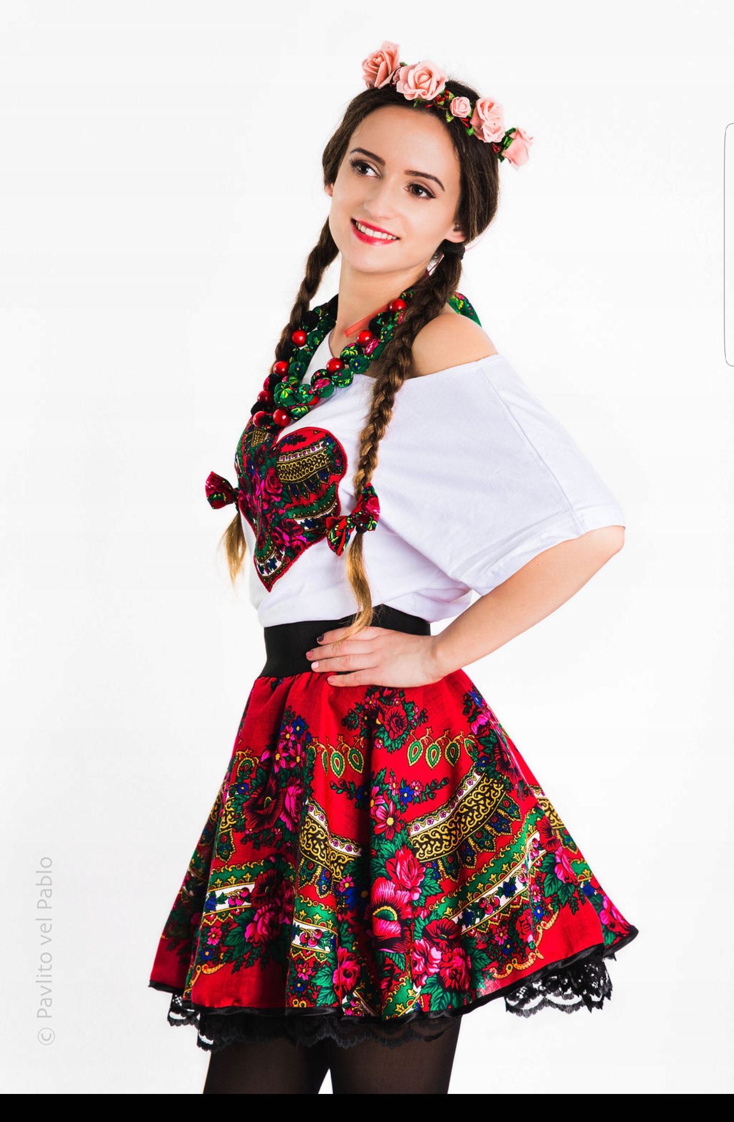 Bluzka Damska Regionalna Góralska Cleo z Sercem FOLK do stroju Biała S