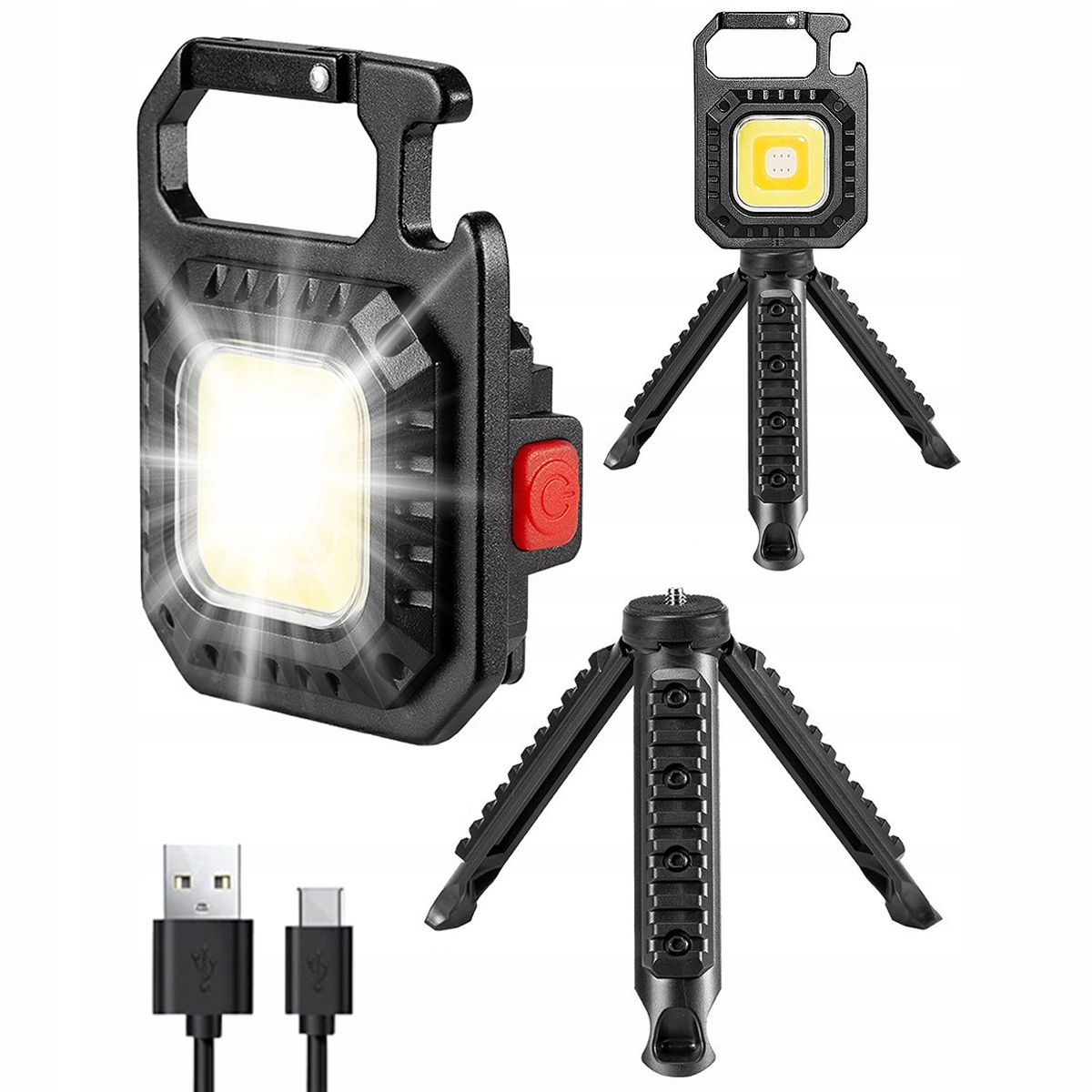 Latarka Led Cob Brelok Otwieracz Stojak Magnes Usb
