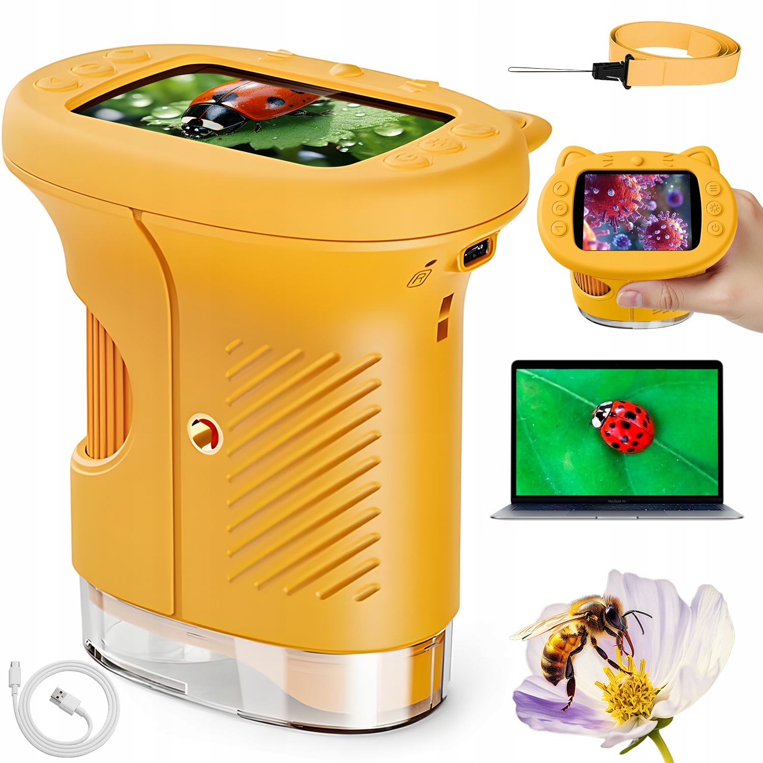 1000 X Digitální Kapesní Optický Mikroskop Pro Děti, Led, Nastavitelný, 2 Mp