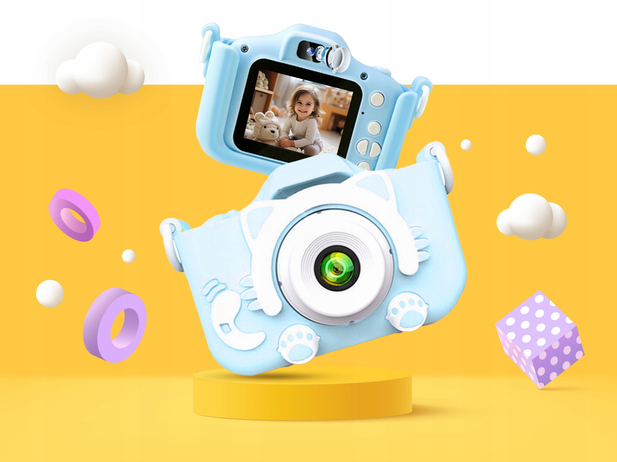 KAMERA DLA DZIECI APARAT FOTOGRAFICZNY KOTEK + KARTA 8GB + SMYCZ ZESTAW Marka Better Media