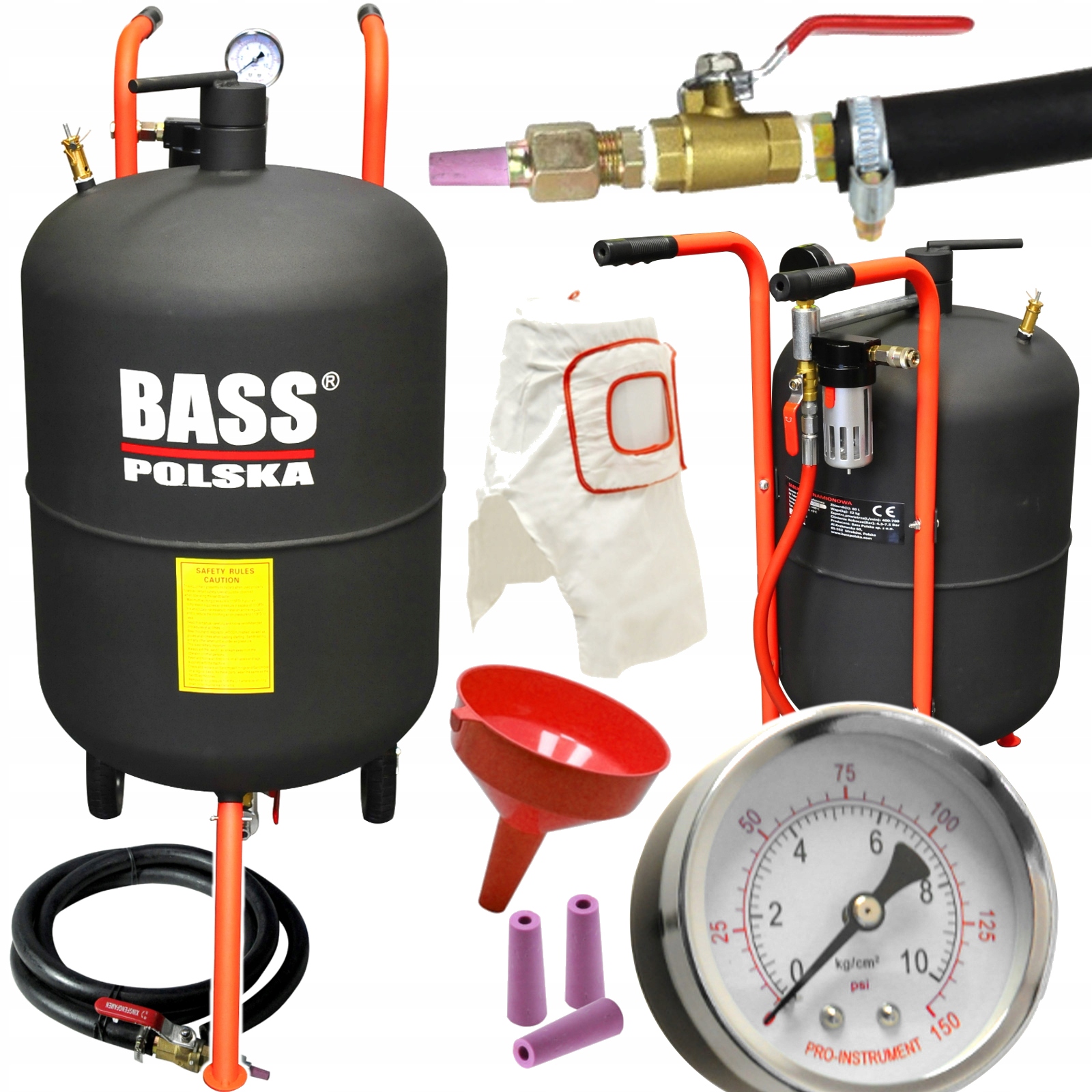 MOBILNA PIASKARKA SYFONOWA 80L PISTOLET MASKA DYSZE ZESTAW