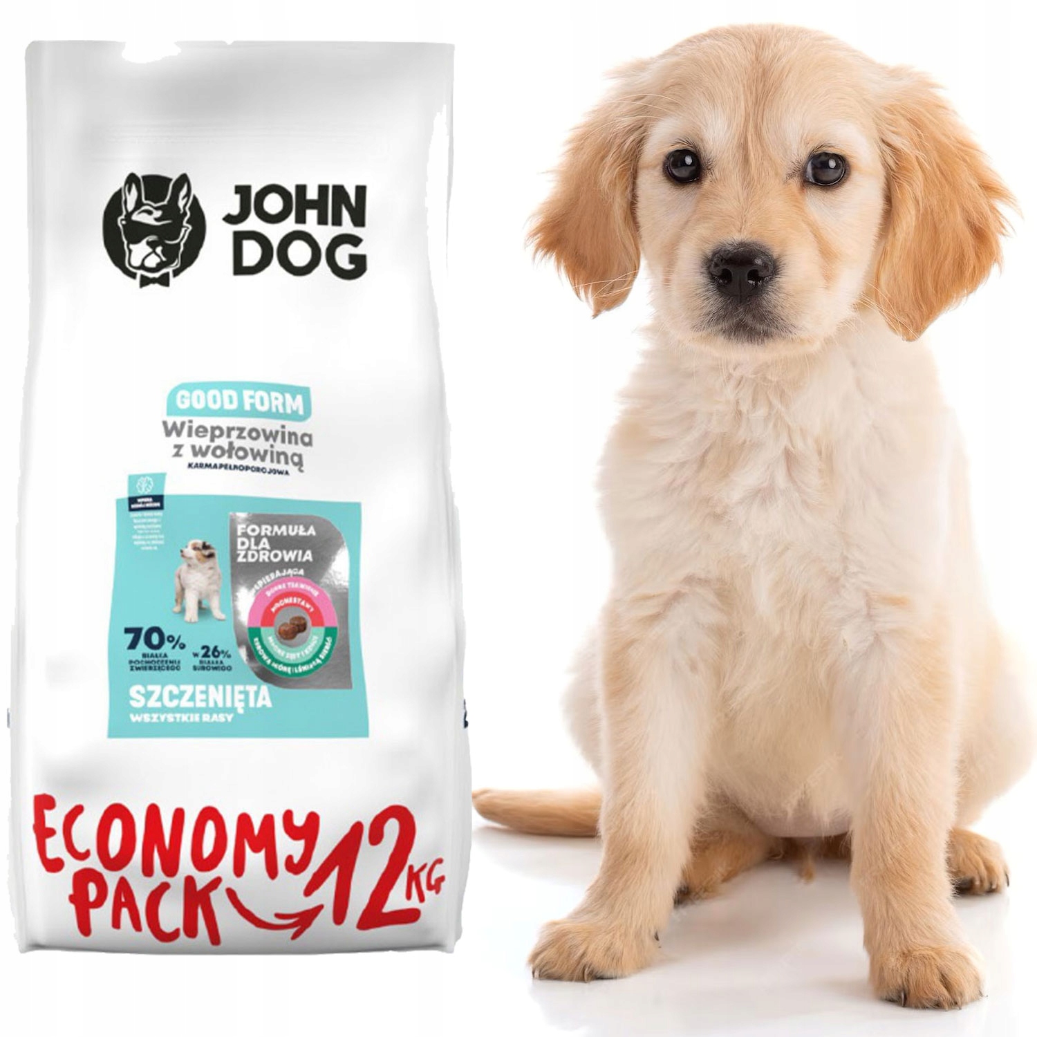 John Dog Vepřové Hovězí Maso 12 kg Krmivo Pro Štěňata Puppy Bez Obilovin