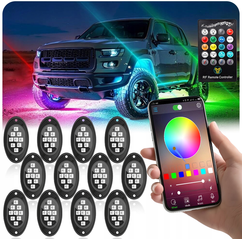 Podsvícení Podvozku Led Rgb Lampičky Pod Auto 12 Ks Pilot APPka