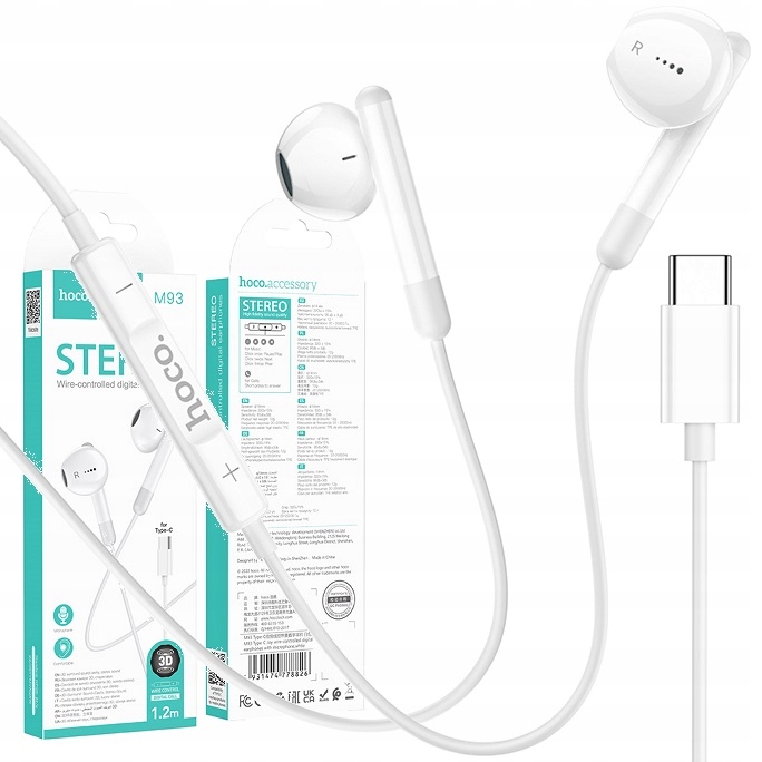 Słuchawki Usb Typ Typu C Usb-c Type-c Cyfrowe Douszne Kablowe Przewodowe