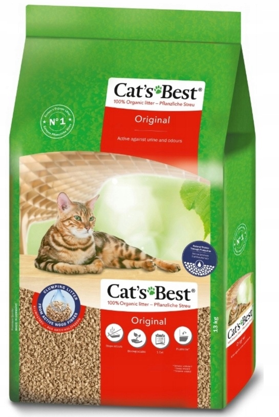 Cat's Best Original 30L (13 kg) Wydajny Żwirek Drewniany dla Kota