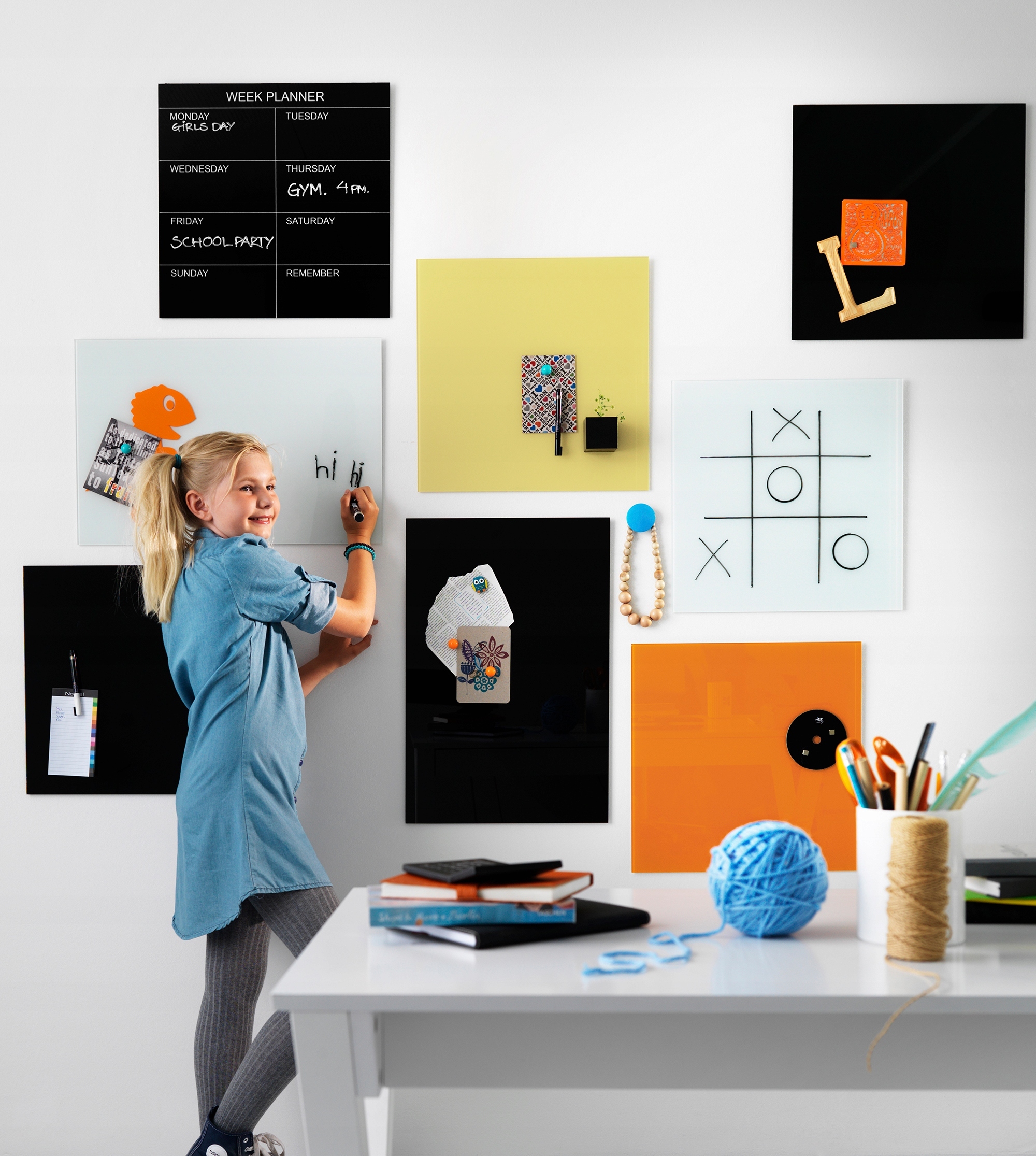 Tablica MAGNETYCZNA suchościeralna ŻÓŁTA 45x45 cm Długość 45 cm