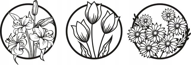 Ažurový Obraz 3D 40X40/1,16 Květiny V Kruhu Kpl. 3 Ks Nástěnná Dekorace