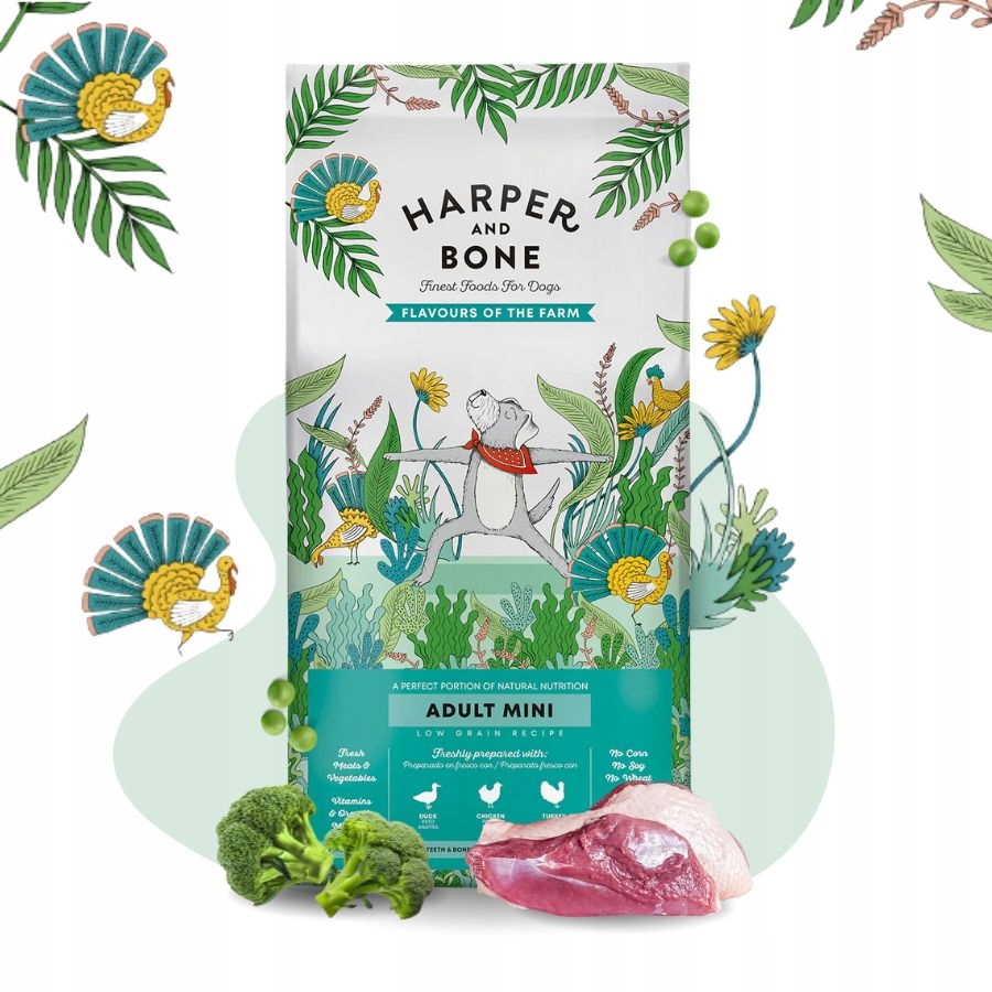 Harper and Bone Mini dla psa Małe Rasy Indyk Kaczka Wątróbka Warzywa 10kg