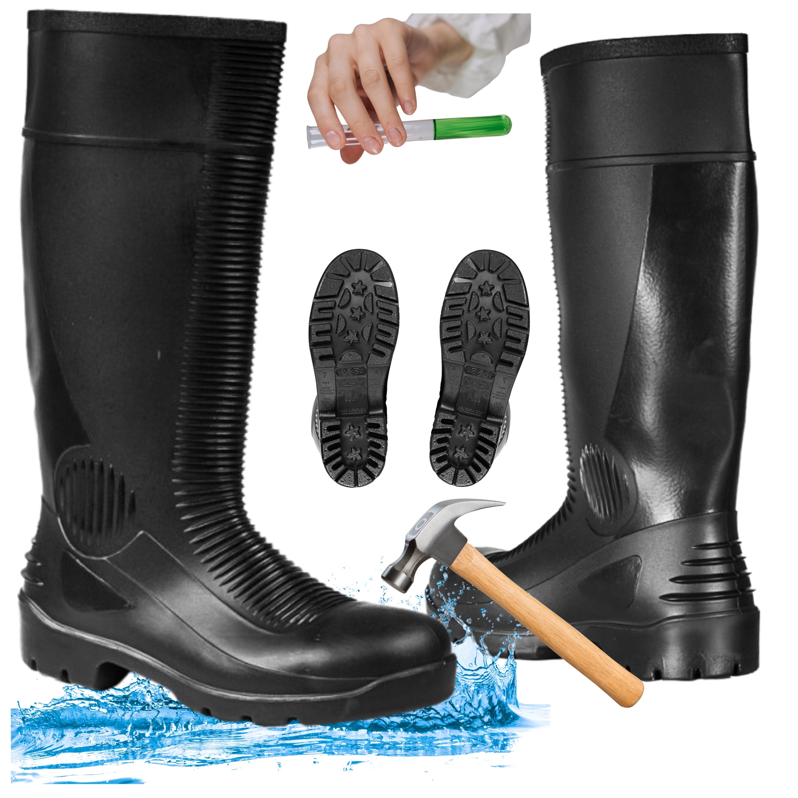 Kalosze męskie 38 robocze z podnoskiem S5 antyprzebiciowe wodooodporne