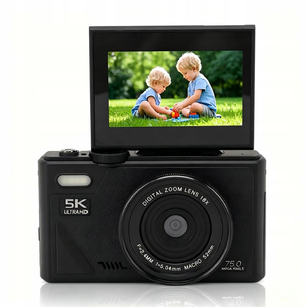 Digitální fotoaparát 5K 75 Mp Hd 18x zoom autofokus retro 3" obrazovka pro fotografování