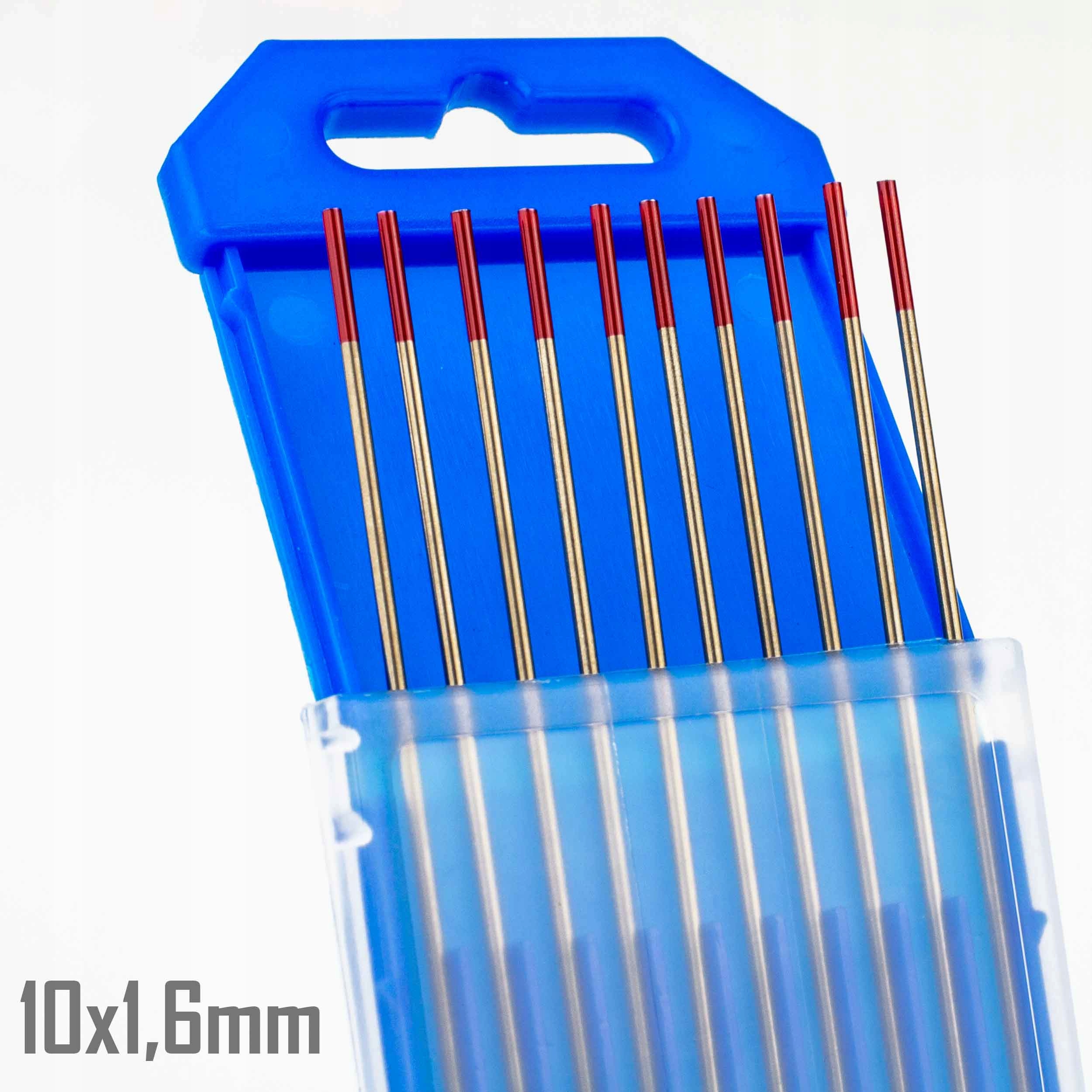 Wolframové Elektrody Červené WT20 1,6 Tig DC Ocel nerezová 10 ks