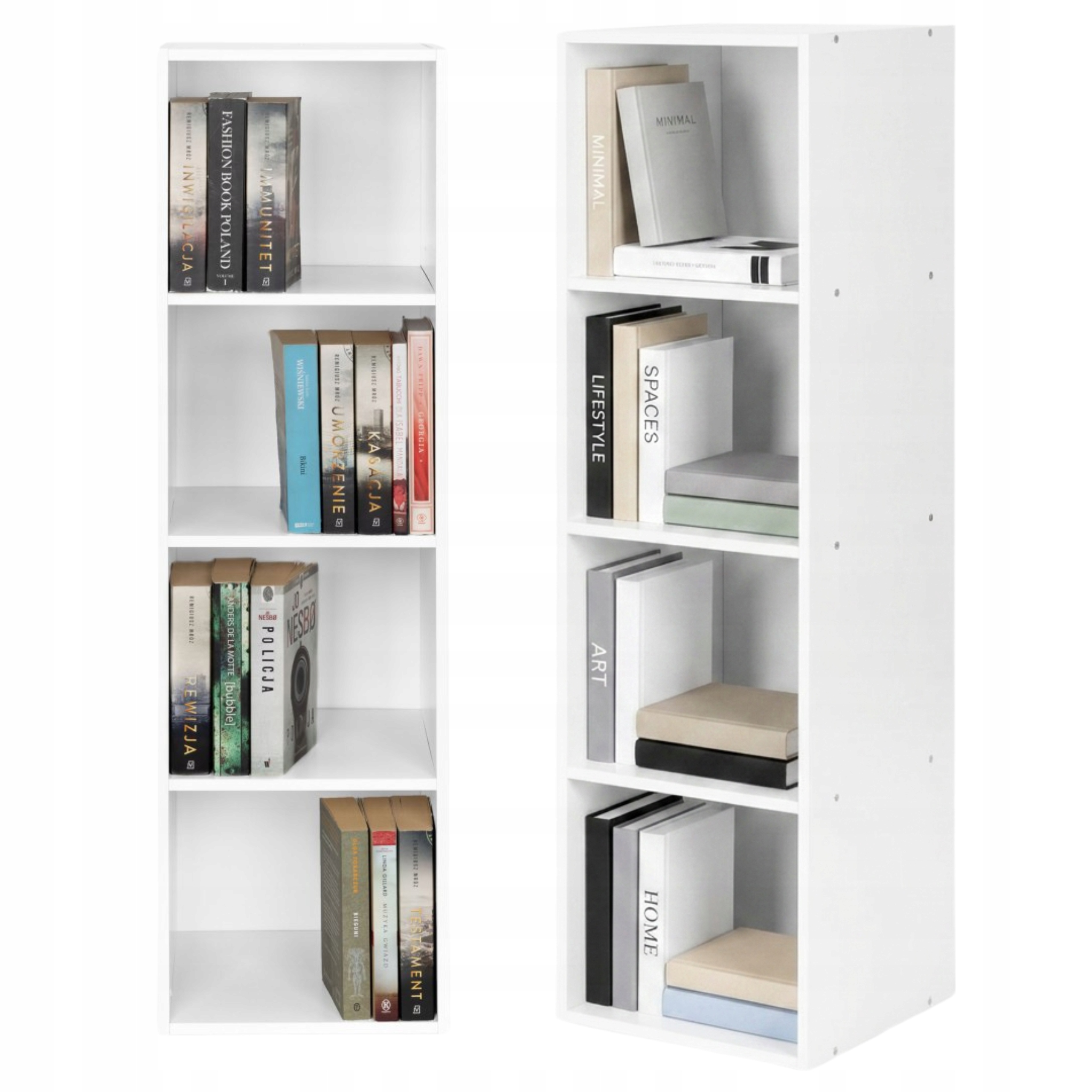 Moderní regál Skříňka Bílá 4 police Bílý kov Obývací pokoj Koupelna Kancelář