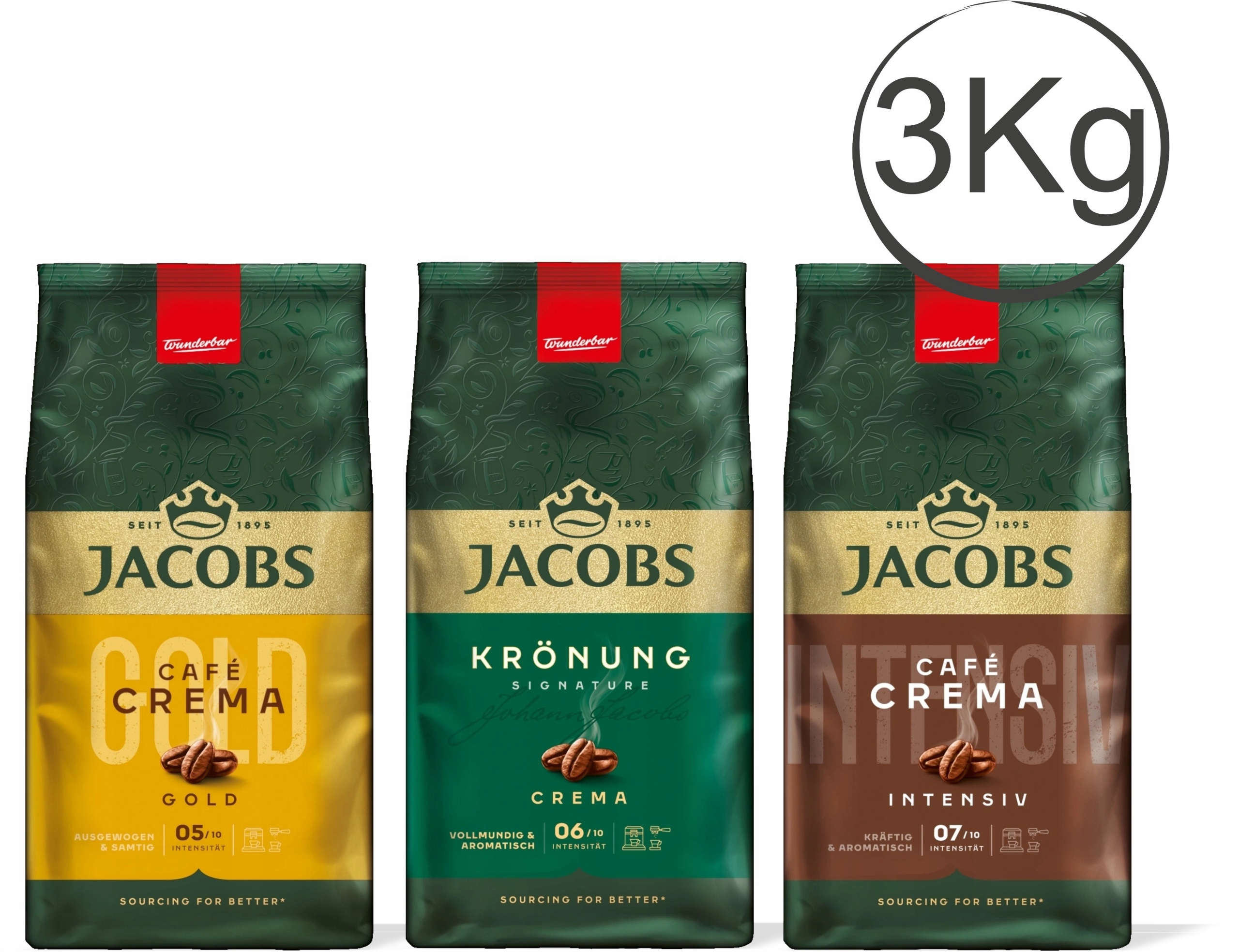 Levně Káva zrnková Jacobs Sada 3 x 1 Kg