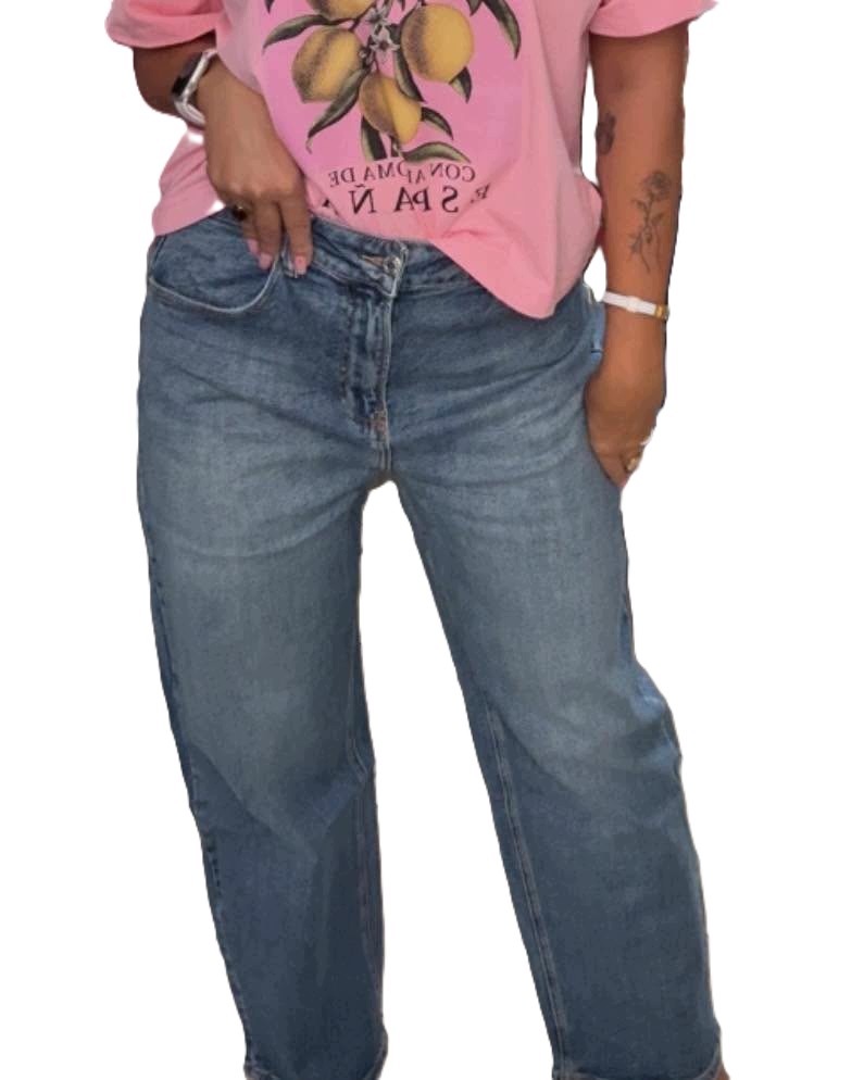 Dámské džínové kalhoty mom fit modré Miss bonbon premium denim S