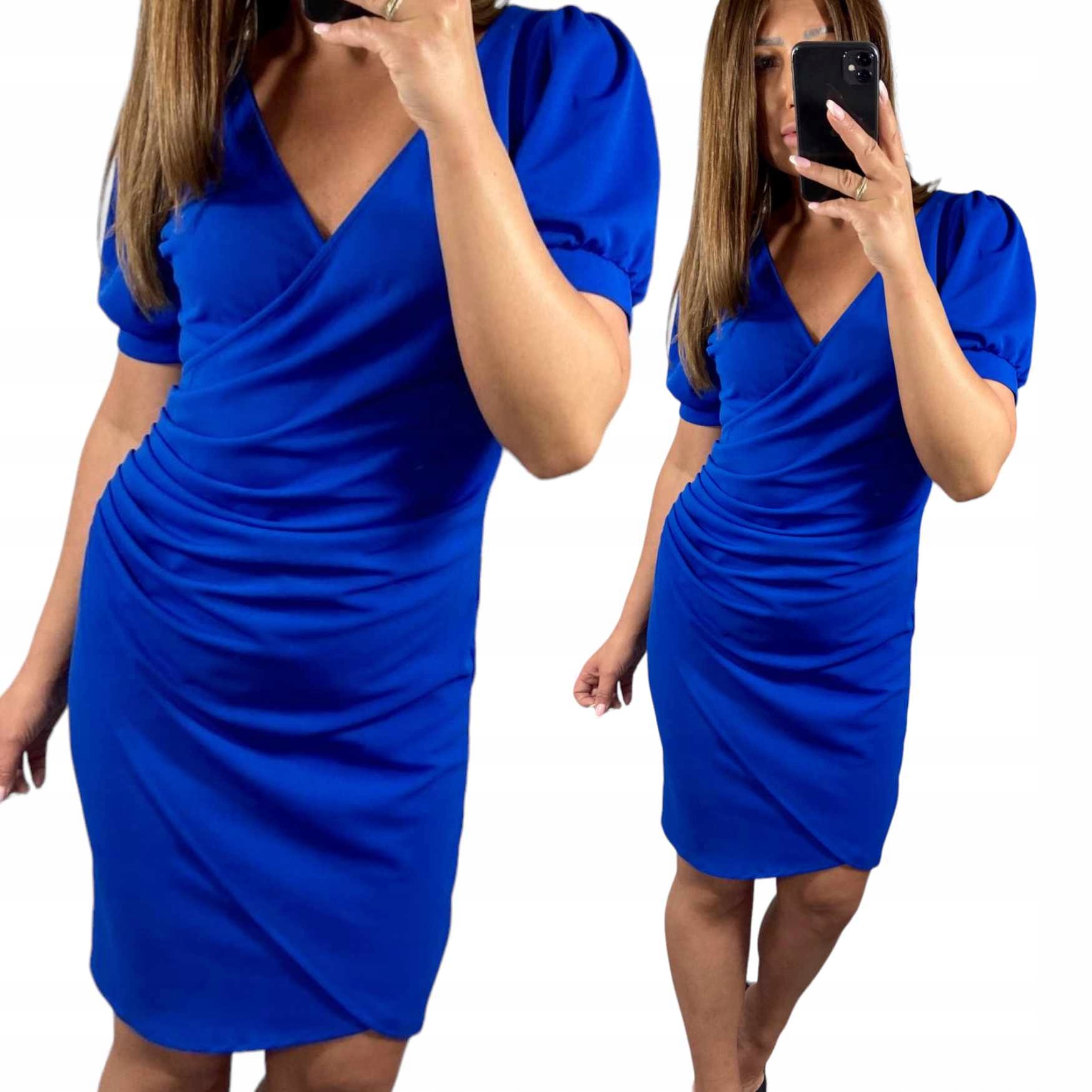 V745 Elegantní Šaty Nařasená Chabrová Šaty vel. 38 (M)