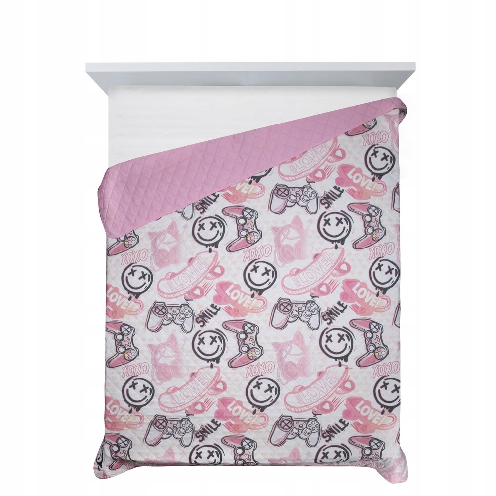 Dekorativní přehoz Kid 170x210 Design91 bílá růžová černá gamer girl