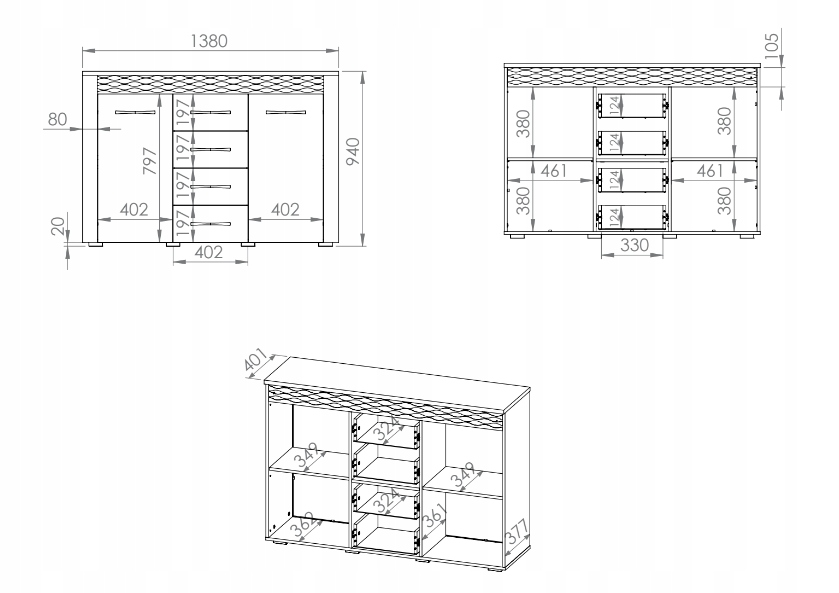 Meblościanka Zestaw Mebli Do Salonu 1 Dąb Artisan ARTEMIS ML